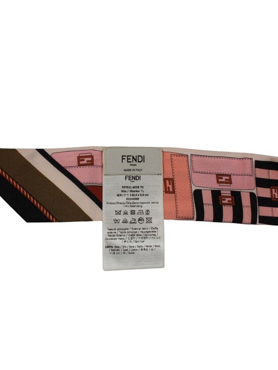 Authentic Fendi Silk Pink Print Twilly Scarf – Paris Station  Fendi Silk Pink Multicolor Scarf